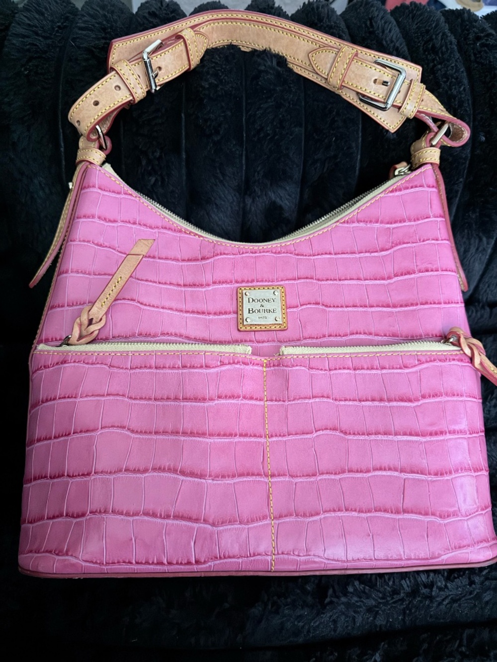 Dooney and Bourke Hot Pink Croc Embossed Handbag